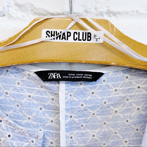 ZARA eyelet open blazer blue white - Picture 3 of 4